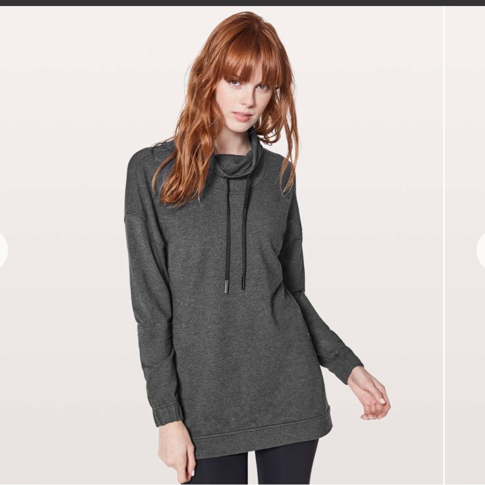 Lululemon Twisted and Tucked Long sleeve gray pullover drawstring sweatshirt 4